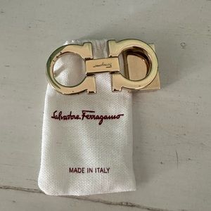 Ferragamo Double Gancini Belt BUCKLE ONLY Gold.